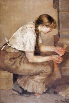  1883 Pintura al %C3%B3leo - Chica encendiendo una estufa 1883 Edvard Munch